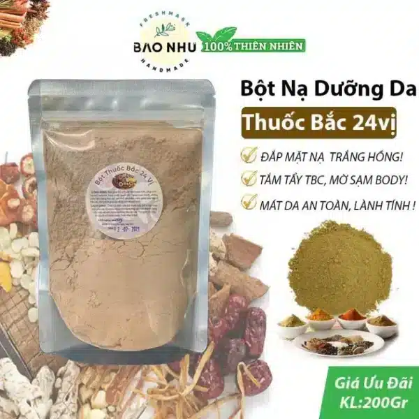 Bột Thuốc Bắc 24 Vị Handmade – Mát Da + Dưỡng Trắng + Mờ Thâm